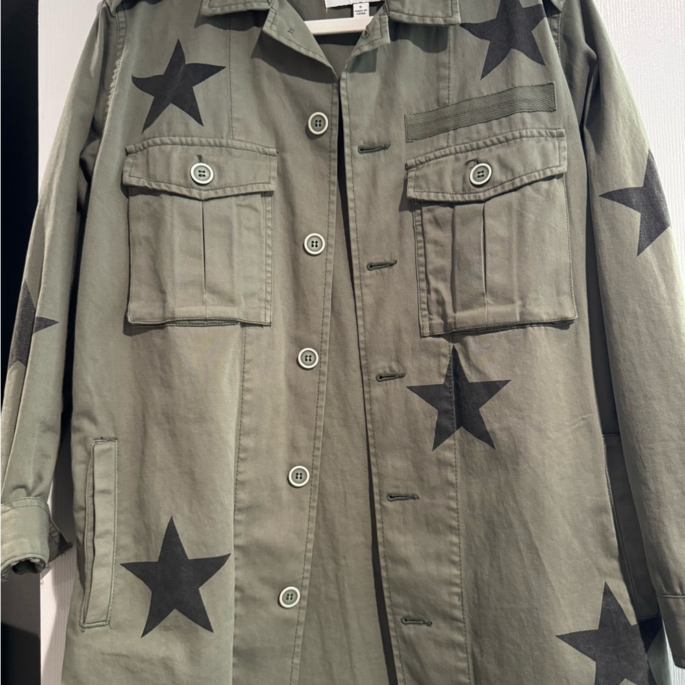 Pistola Green Jacket with Black Star Pattern